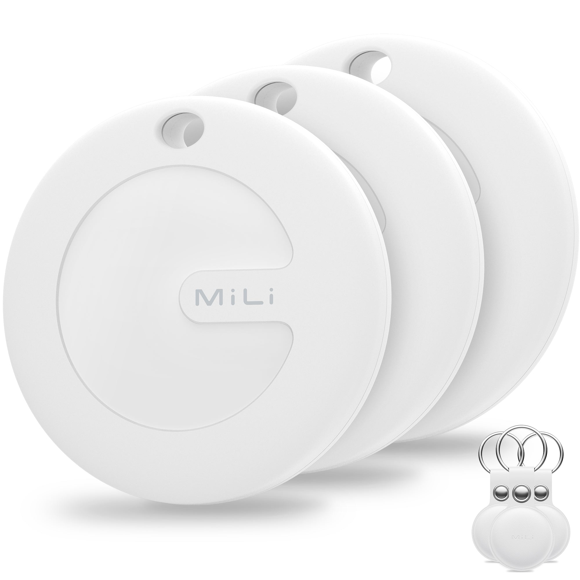 MiTag 1-Pack with Leather Case (White)