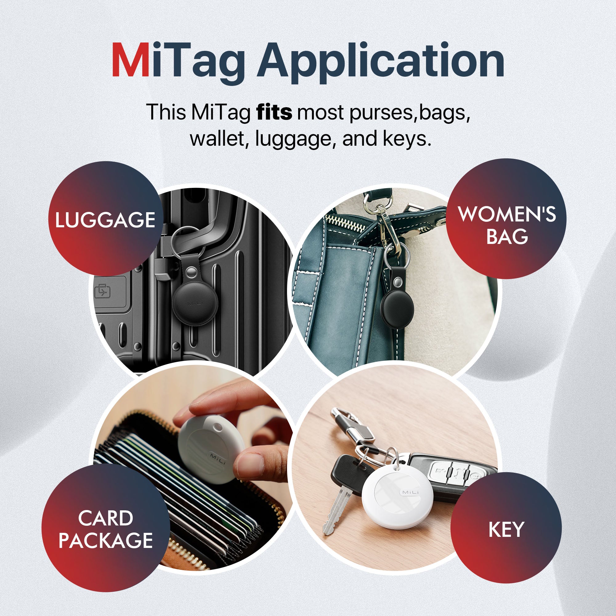 MiTag 1-Pack with Leather Case (Black)