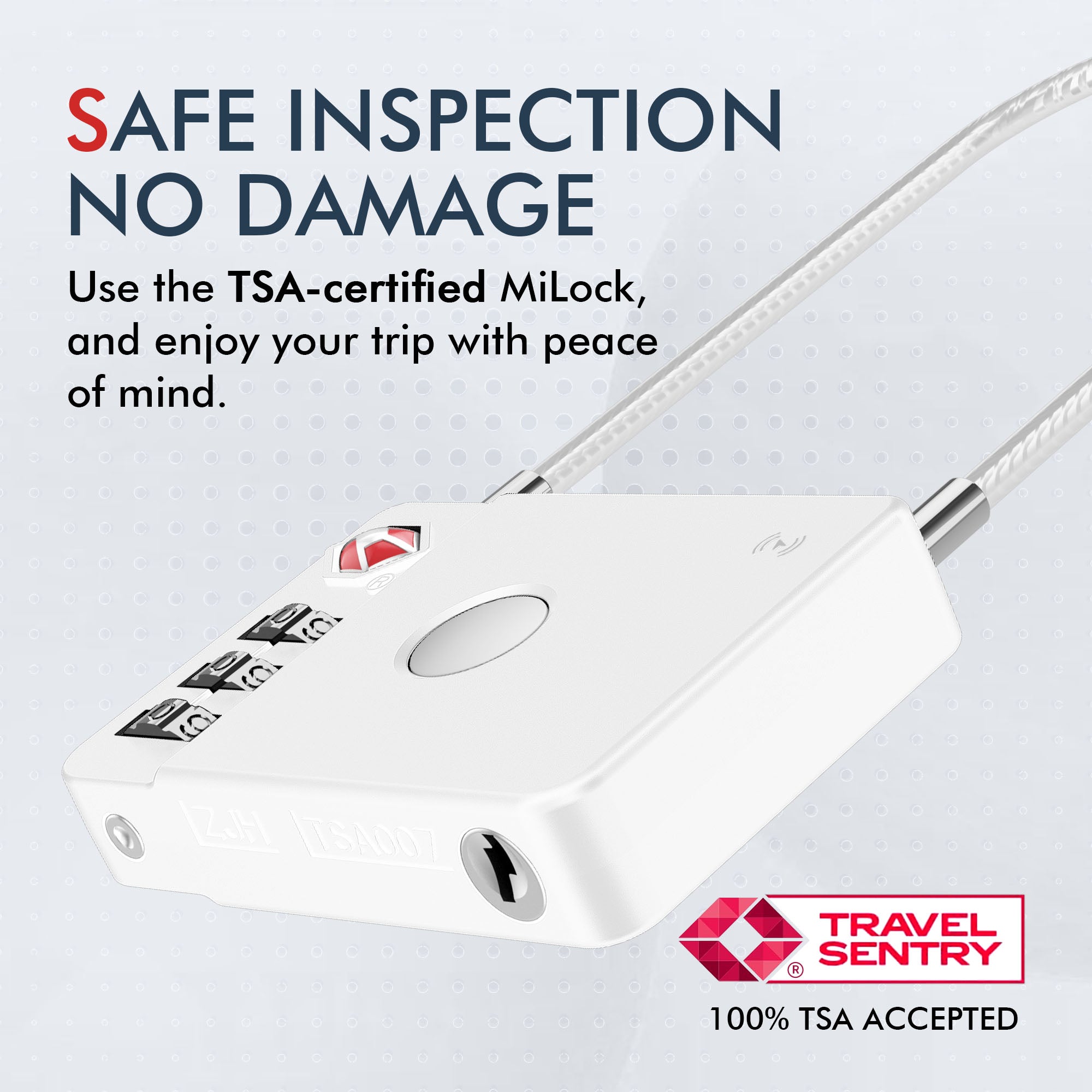 MiLock - World First TSA Approved Luggage Tracker Works with Apple Find My - White -
