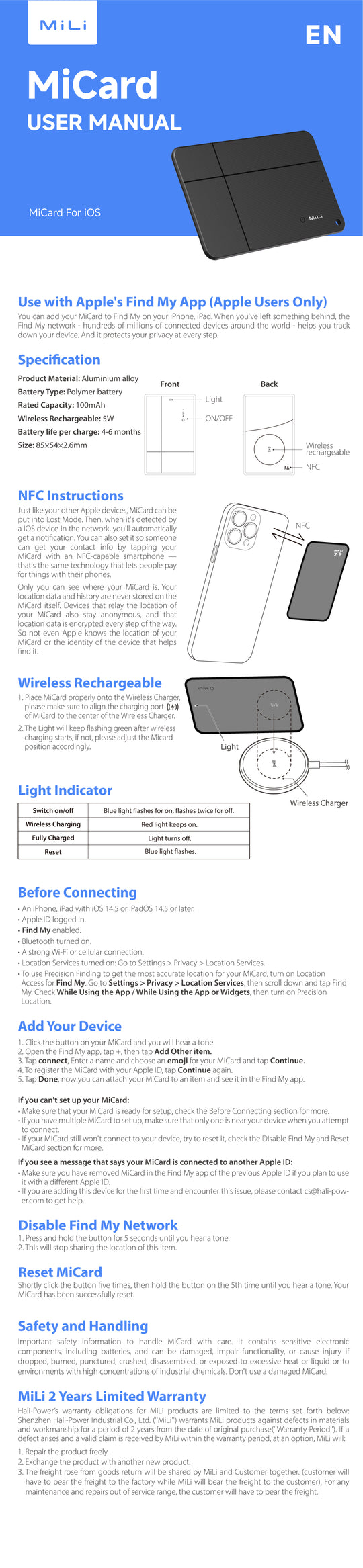 MiCard Pro iOS Manual en – MiLi