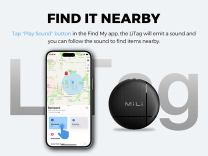 LiTag - Apple Licensed Item Finder with Lanyard Works with Apple Find My - MiLi