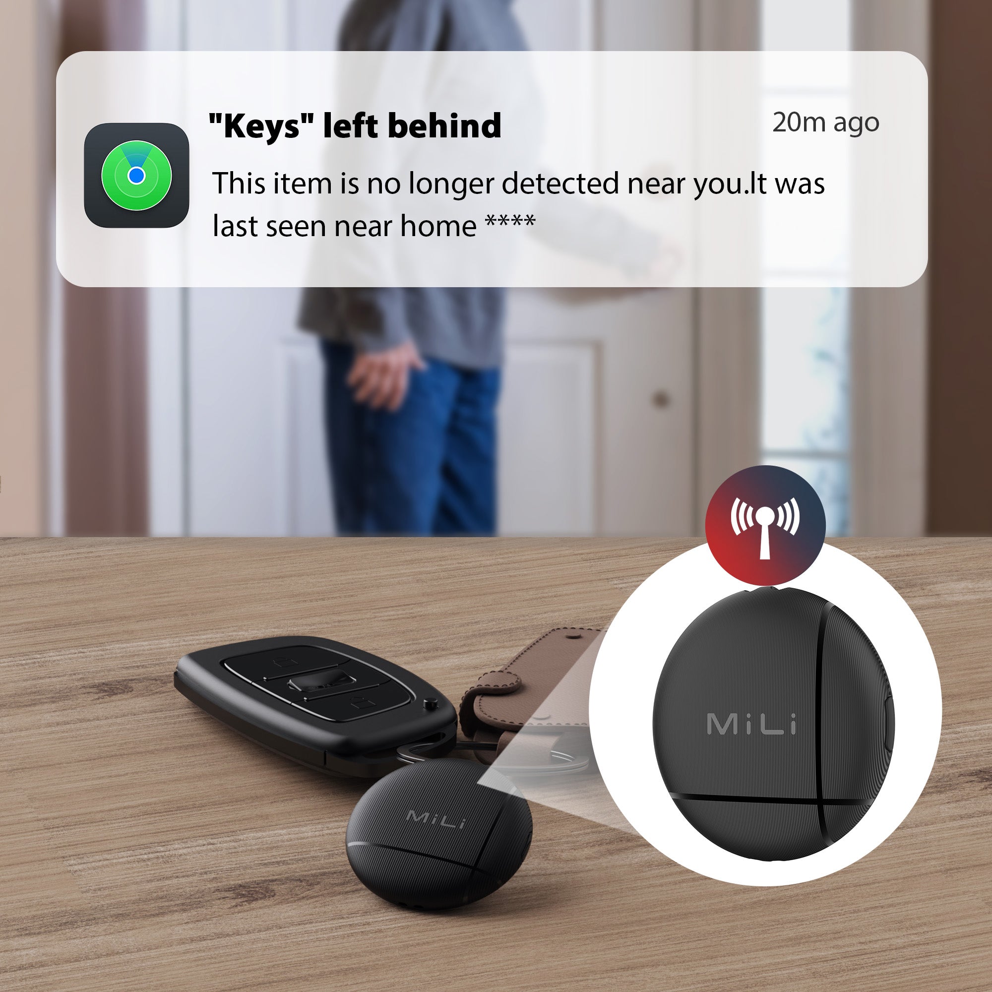 LiTag - Apple Licensed Item Finder with Lanyard Works with Apple Find My - MiLi