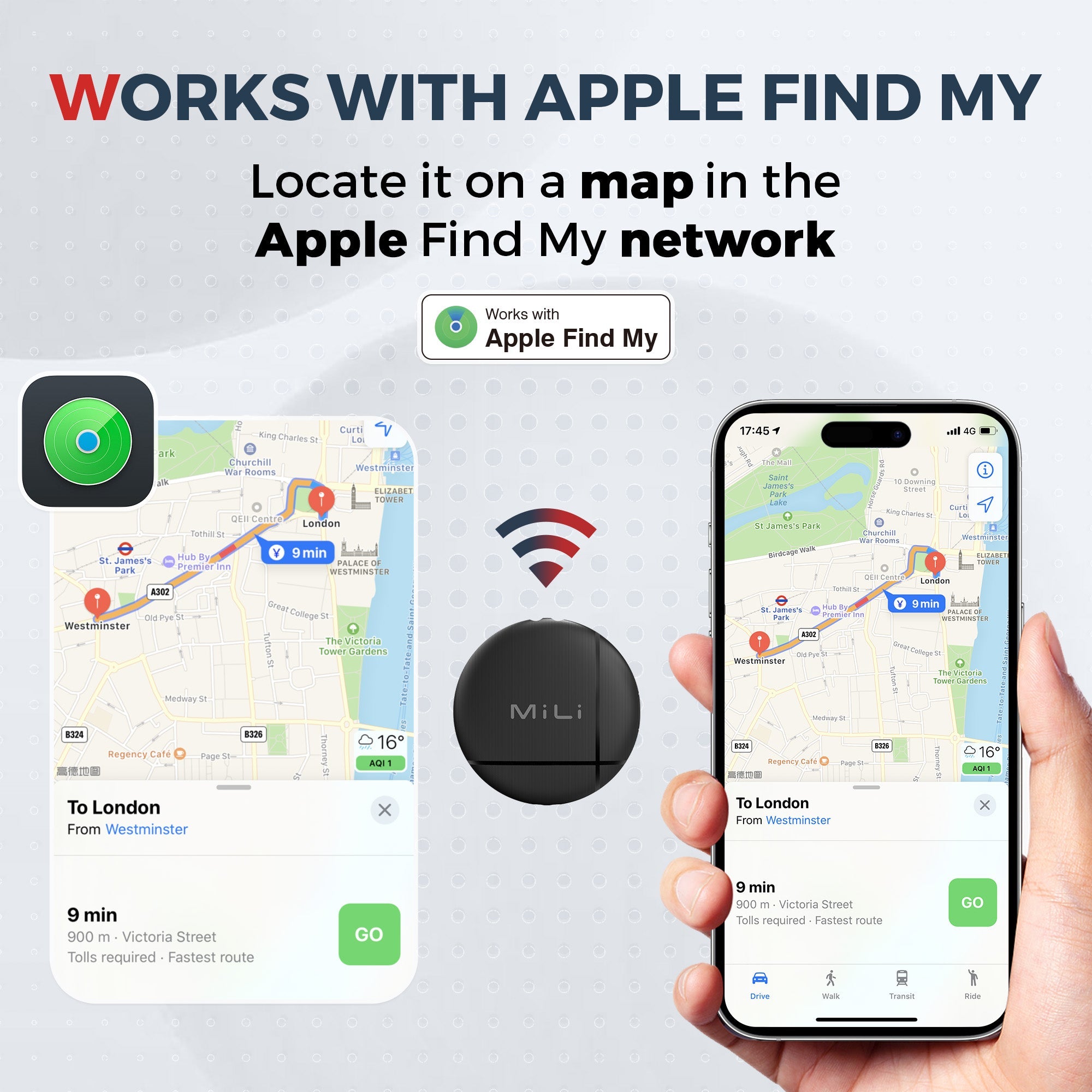 LiTag - Apple Licensed Item Finder with Lanyard Works with Apple Find My - MiLi