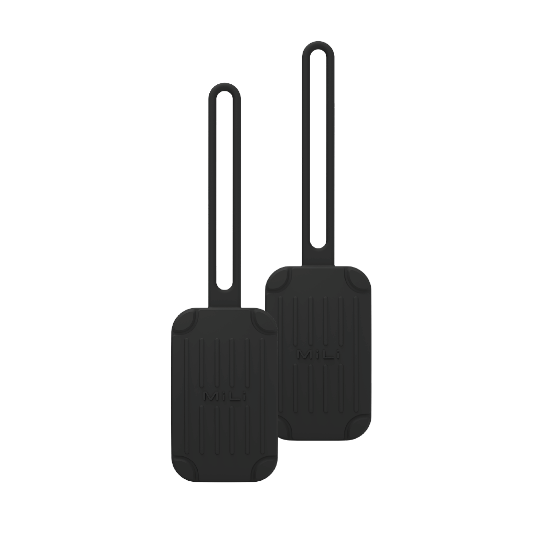 Luggage Tag - Trackable Suitcase Tag (Black) - 2 Pack - MiLi