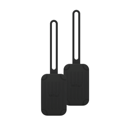 Luggage Tag - Trackable Suitcase Tag (Black) - 2 Pack - MiLi