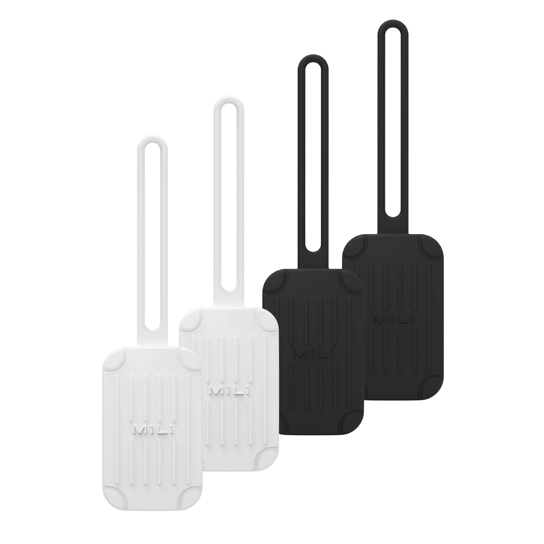 Luggage Tag - Trackable Suitcase Tag (Black and White) - 4 Pack - MiLi