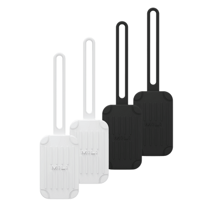 Luggage Tag - Trackable Suitcase Tag (Black and White) - 4 Pack - MiLi