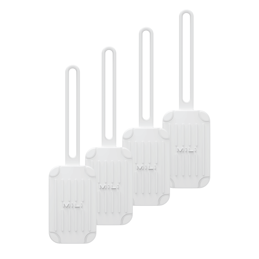 Luggage Tag - Trackable Suitcase Tag (White) - 4 Pack - MiLi