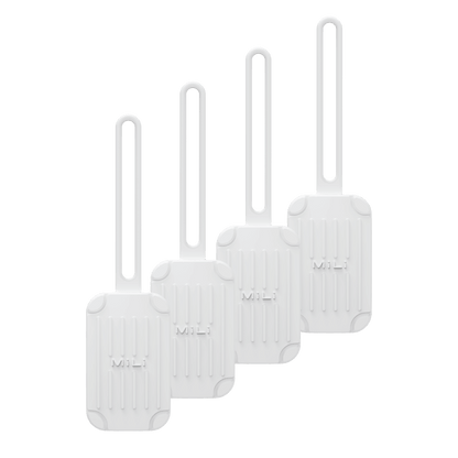 Luggage Tag - Trackable Suitcase Tag (White) - 4 Pack - MiLi