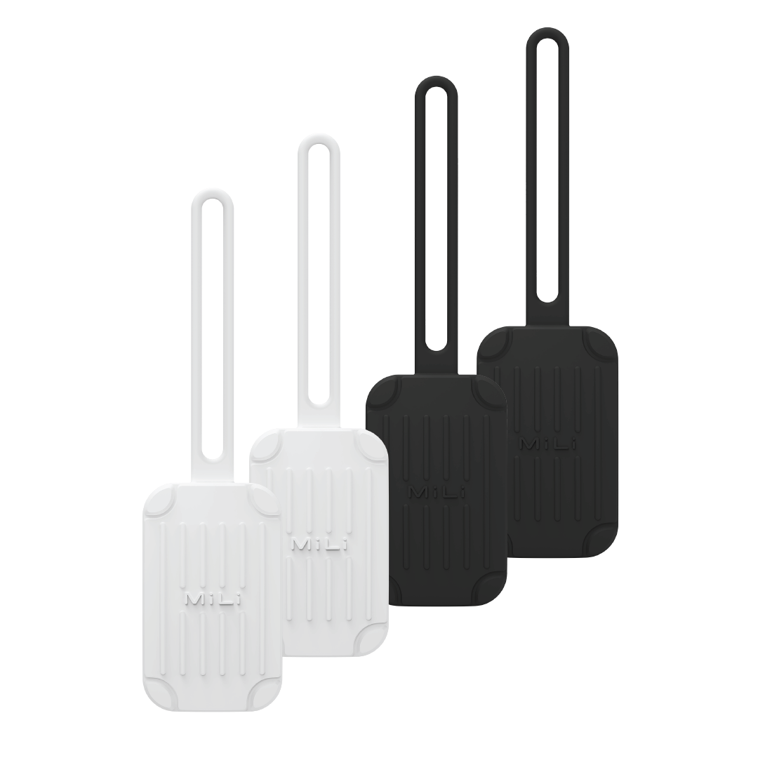 Luggage Tag - Trackable Suitcase Tag (Black and White) - 4 Pack