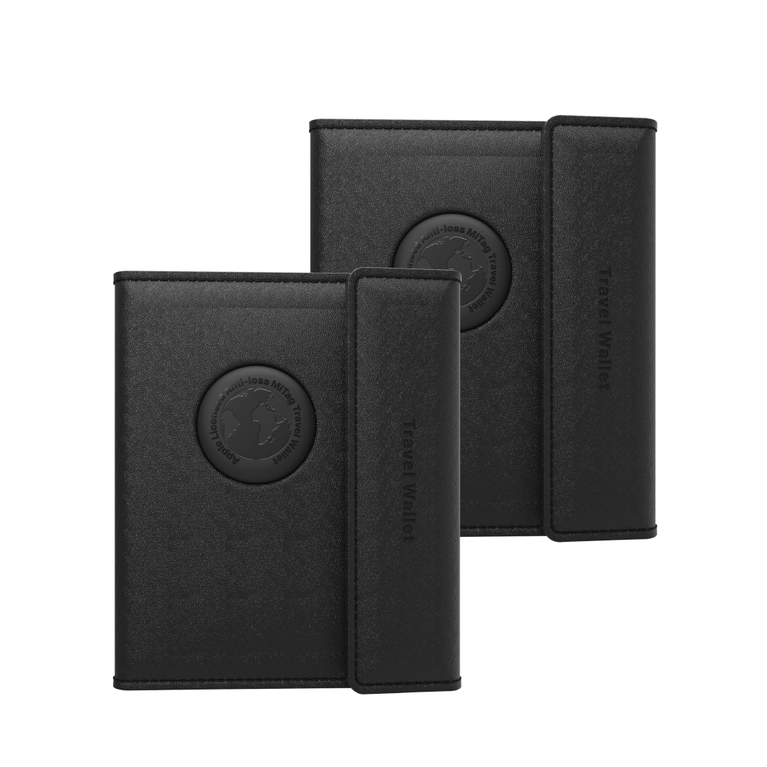 MiBook - MiTag Trackable Travel Passport Wallet (Black) - 2 Pack