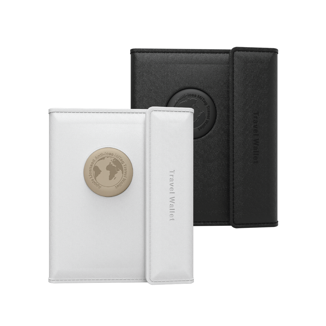 MiBook - MiTag Trackable Travel Passport Wallet (Black and White) - 2 Pack