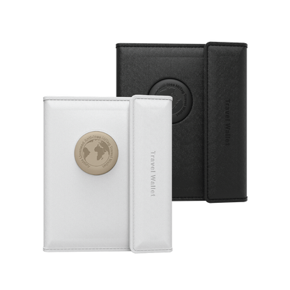 MiBook - MiTag Trackable Travel Passport Wallet (Black and White) - 2 Pack