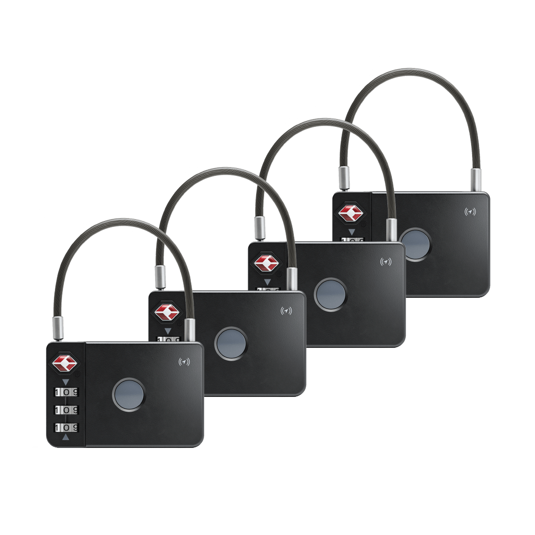 MiLock - TSA Certified Trackable Luggage Lock 4x (Black) - MiLi