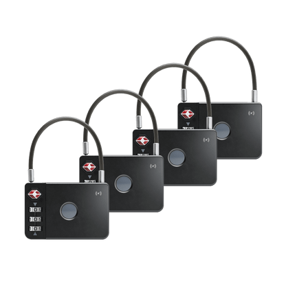 MiLock - TSA Certified Trackable Luggage Lock 4x (Black) - MiLi