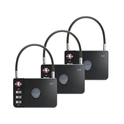 MiLock - TSA Certified Trackable Luggage Lock  (Black) - 3 Pack