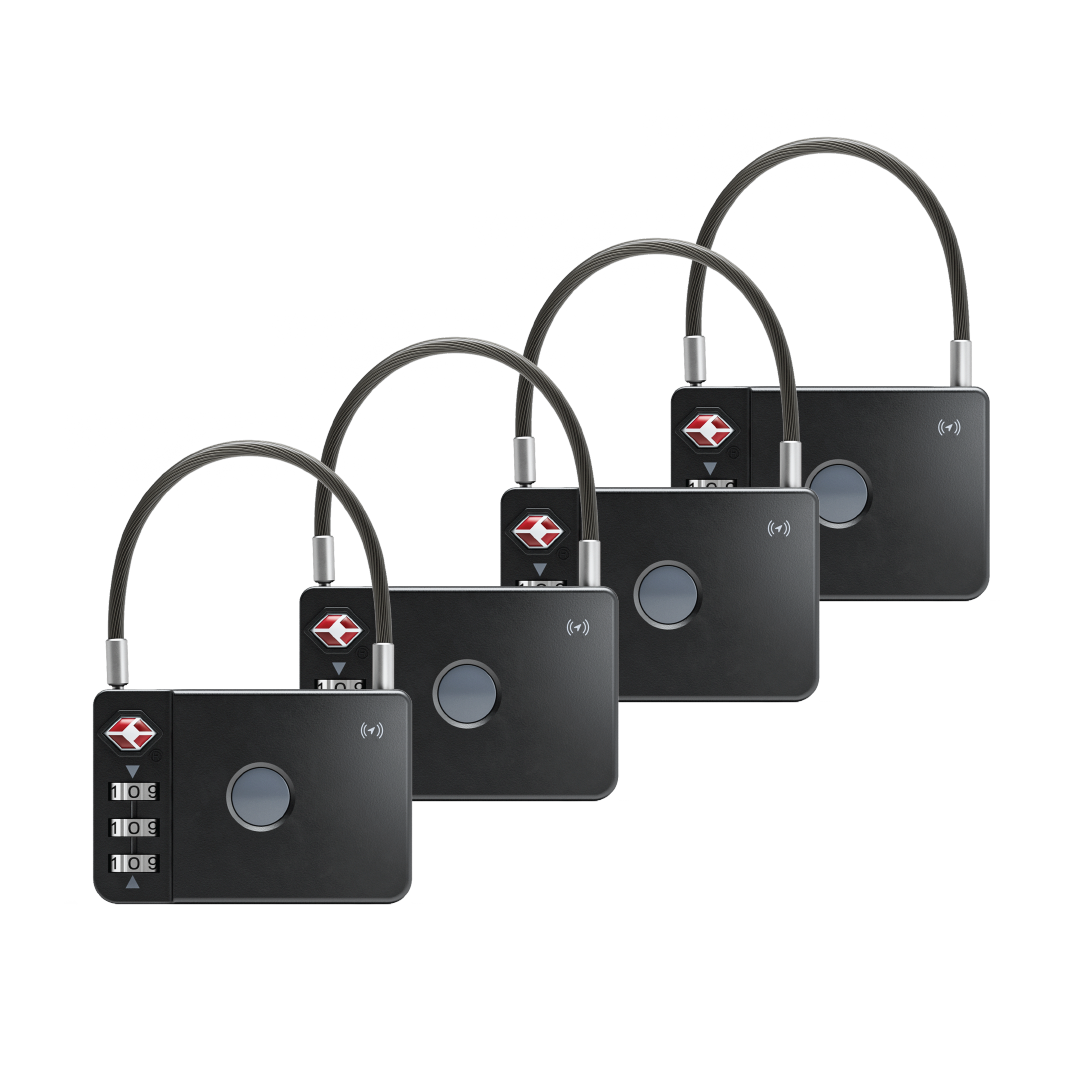 MiLock - TSA Certified Trackable Luggage Lock 4x (Black)