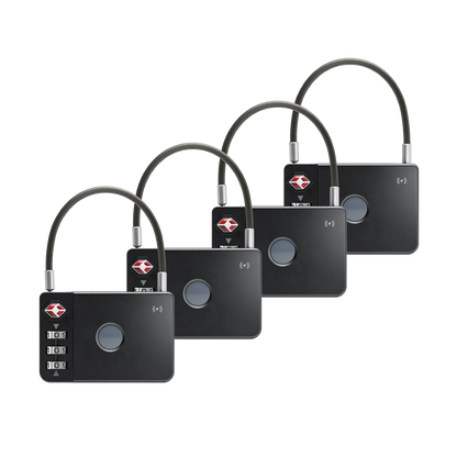 MiLock - TSA Certified Trackable Luggage Lock 4x (Black)