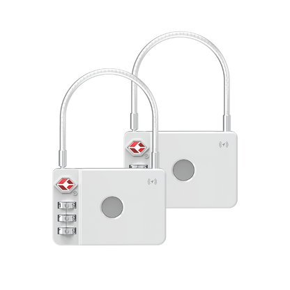 MiLock - TSA Certified Trackable Luggage Lock (White) - 2 Pack