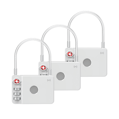 MiLock - TSA Certified Trackable Luggage Lock (White) - 3 Pack