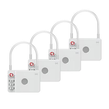 MiLock - TSA Certified Trackable Luggage Lock (White) - 4 Pack