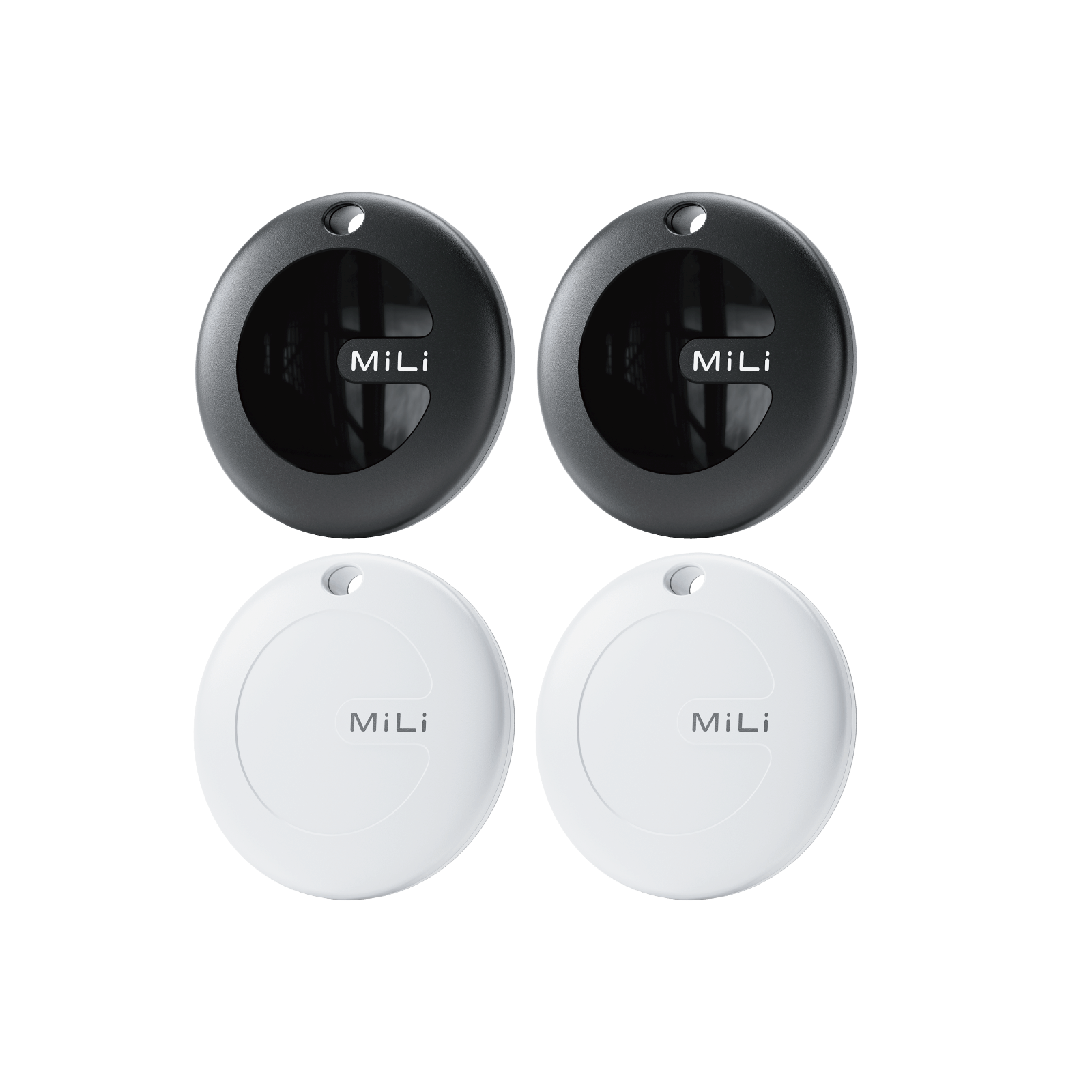 MiTag Duo - 4 pcs Item Finder iOS or Android Compatible (2 Black + 2 White) - MiLi