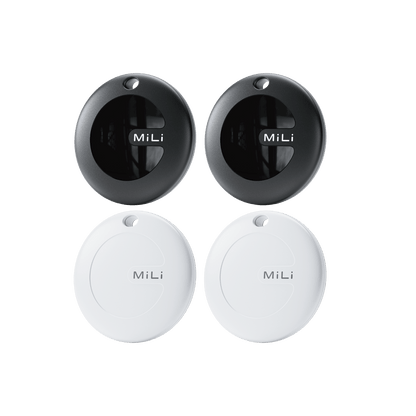 MiTag Duo - 4 pcs Item Finder iOS or Android Compatible (2 Black + 2 White) - MiLi