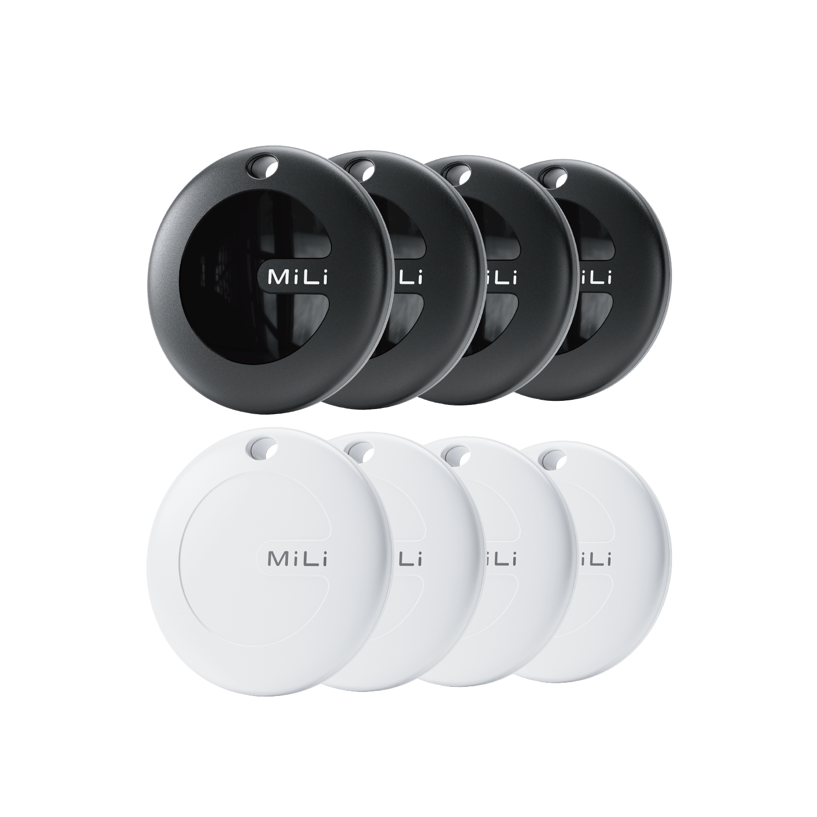 MiTag Duo - 8 pcs Item Finder iOS or Android Compatible (4 Black + 4 White) - MiLi