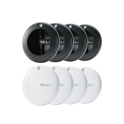 MiTag Duo - 8 pcs Item Finder iOS or Android Compatible (4 Black + 4 White) - MiLi