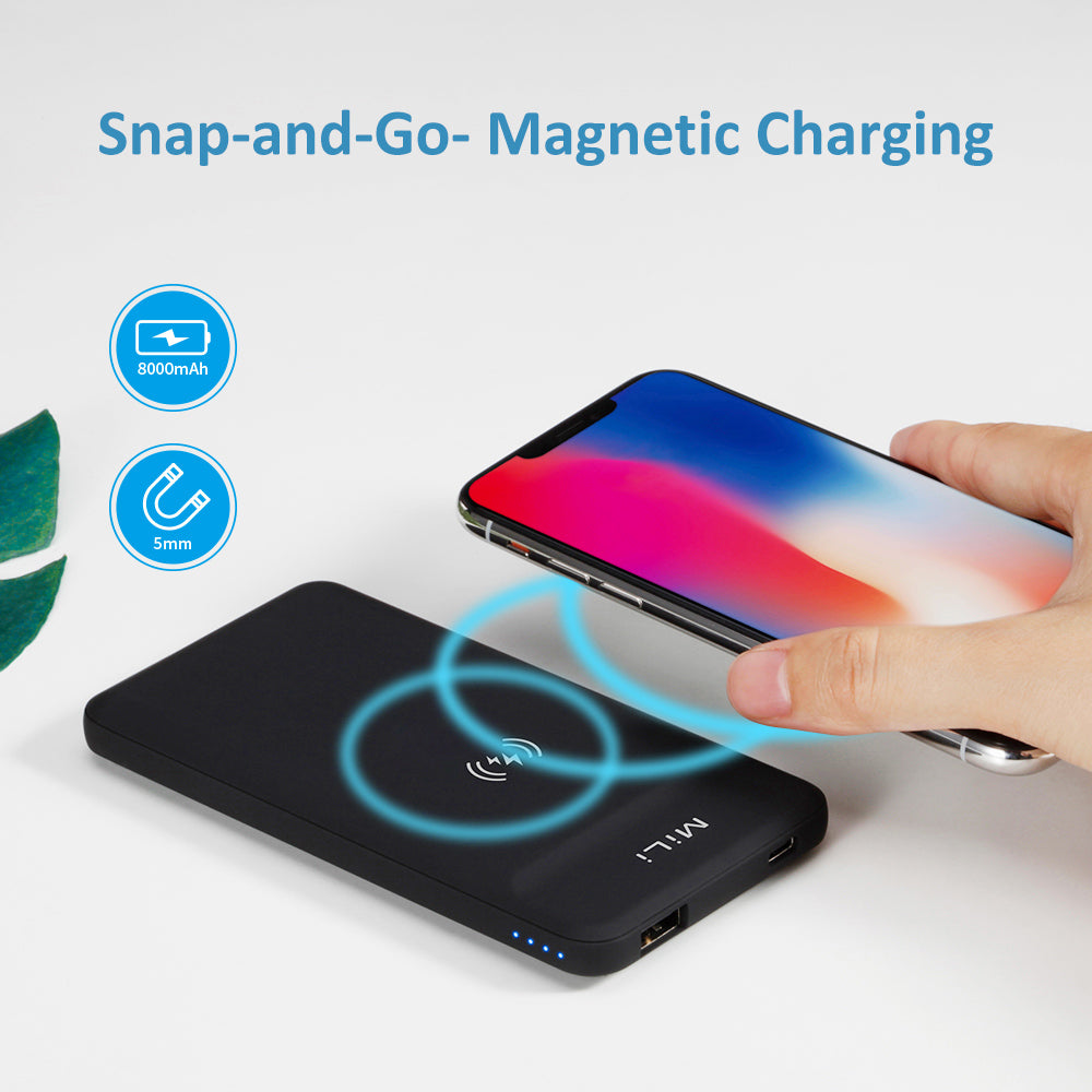 MiLi Power Magic III --- Magnetic Wireless Fast Charging Power Bank, 8000 mAh