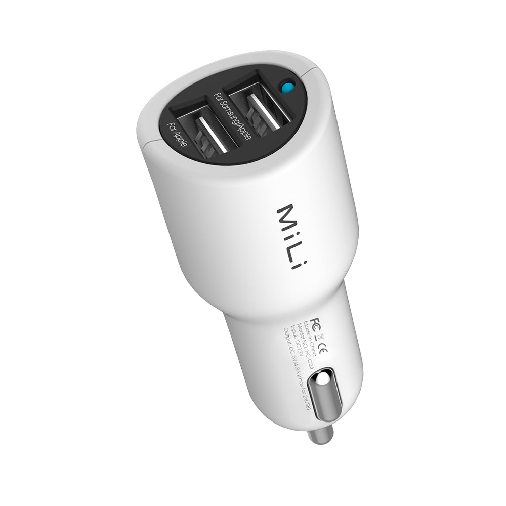 MiLi Smart 4.8 --- Dual USB Outputs Car Charger with Max 4.8A Power Output